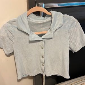 Pacsun Blue Cropped Top With Buttons